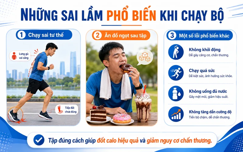 Ăn bù quá nhiều, chạy sai kỹ thuật, thiếu ngủ hoặc không tăng dần cường độ có thể làm hiệu quả giảm mỡ giảm đi.